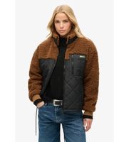 superdry para mujer w5011771a chaqueta hibrida de tejido polar workwear marron xl casual poliester sostenible