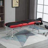 camilla de masaje plegable de pu aluminio homcom 210x81x62-85cm-negro