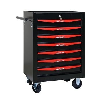 Carro De Herramientas - Organizador De Taller - Acero - Negro Y Rojo (60x33x77.5cm)