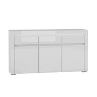 bufe 3 puertas 3 cajones con led paneles laminados blanco