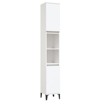 Armario De Baño | Mueble Baño Madera Contrachapada Blanco 30x30x190 Cm