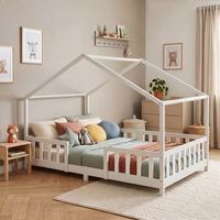 cama para ninos treviolo forma de casa pino 140x200 cm blanco encasa