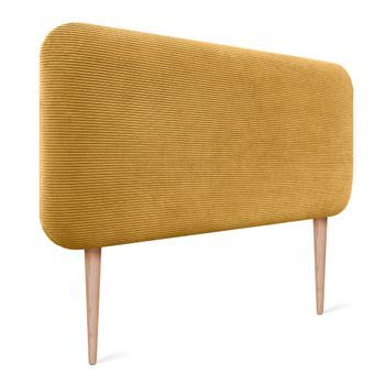 Dhome Cabecero Tapizado En Pana Con Patas Redondeado Para Pared Acústicos Cabeceros Absorbentes Cabezal Cama Dormitorio (mostaza, 90cm)