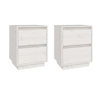vidaxl mesitas de noche 2 uds madera maciza de pino blanco 40x35x50 cm