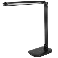 aigostar lampara de escritorio led flexo led control tactil 8w con cargador inalambrica y usb porto lampara led con 5 niveles de brillo y 2 modos de iluminacion luz blanca a calida 2700k-6500k