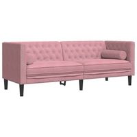 sofa chesterfield 3 plazas con cojines terciopelo rosa vidaxl