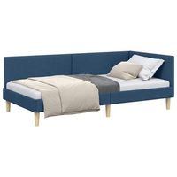cama individual  cama para adulto  estructura de cama en esquina con cabecera azul 90 cm x 200 cm