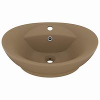 lavabo lujoso con rebosadero ceramica crema mate 585x39 cm vidaxl
