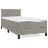 cama tapizada 193x90x88 cm terciopelo - gris