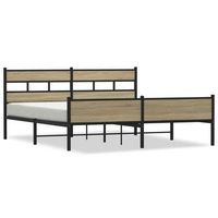cama matrimonial  cama para adulto  estructura de cama sin colchon metal roble sonoma 193x203 cm