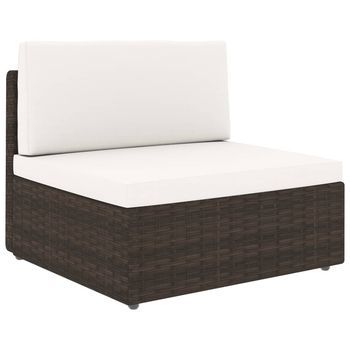 Juego Muebles De Jardín 5 Piezas Y Cojines Ratán Sintético Marrón