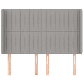 Cabecero Cama Mueble De Dormitorio Con Orejas De Tela Claro 147 X 16 X 118/128 Cm Gris M02_0003209