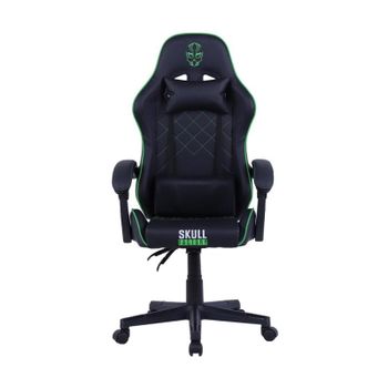 Silla gaming Skull Factory con asiento y respaldo acolchados, reposabrazos ajustables, base de nylon negra