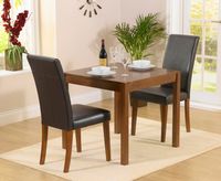 oxford 80cm dark solid oak dining table with albany chairs - brown 2 chairs