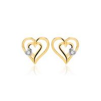 pendientes corazon de oro 14 quilates con diamantes
