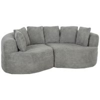 homcom sofa 3 plazas sin estructura con asiento amplio 6 cojines diseno curvo en chenilla gris claro