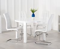 atlanta 120cm white high gloss round dining table with lorin chairs