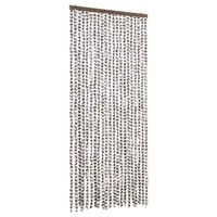 cortina mosquitera chenilla gris taupe y blanco 90x220 cm vidaxl