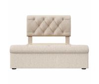 cama individual 90x200 cm - con 2 cajones y cabecero ajustable - chesterfield - natural