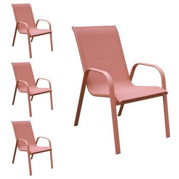 Pack De 4 Sillas Marbella De Textileno Terracota - Aluminio Terracota