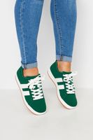 green padded lace up trainers in wide e fit