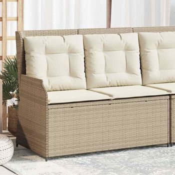 Sillón Reclinable De Jardín | Silla De Exterior Con Cojines Ratán Sintético Beige Cfw837318