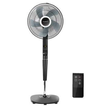 Aigostar Hansa - Ventilador de pie oscilante con mando a distancia, 5 aspas, 3 modos y 6 velocidades, altura max 1,44m. Temporizador de encendido y apagado, pantalla y control LED. Diseño exclusivo.