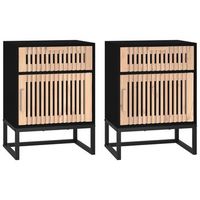 mesitas de noche 2 uds hierro y madera negro 40x30x555 cm vidaxl