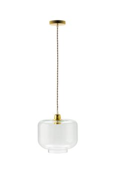 Lámpara techo pantalla vidrio soplado transparente cable textil crema