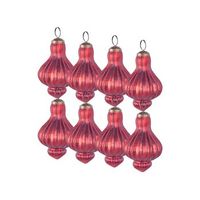 conjunto de 8 bolas de navidad de vidrio hechas a mano para colgar del arbol de estilo vintage rojo brillant