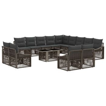 Conjunto De Sofás De Jardín 14 Uds. Gris Y Gris Oscuro Vidaxl