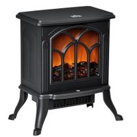 homcom chimenea electrica estilo retro termostato regulable 7501500 w efecto llama led metal abs 373 x 231 x 44 cm negro