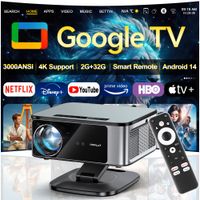 proyector horlat google tv 2026 3000ansi lumenes full hd 1080p enfoque automatico wifi 6 compatible con 3d 4k cine en casa inteligente proyector dolby