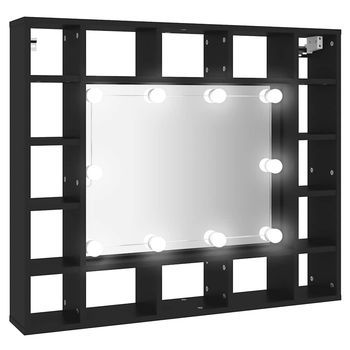 Mueble Con Espejo Y Luces Led Negro 91x15x76,5 Cm Vidaxl
