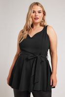 yours london top sin mangas peplum negro mujer curvy y tallas grandes yours london