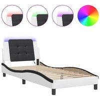 cama individual  cama para adulto  estructura de cama con led sin colchon zadar blanco negro 90x200 cm