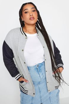 Yours Cazadora Bomber Gris Y Azul, Mujer Curvy Y Tallas Grandes, Yours