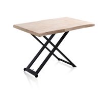 mesa de centro elevable con patas metalicas 120x49-76 cm negro roble
