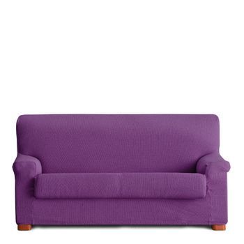 Funda De Sofá 3 Plazas Elástica Premium Con Funda Cojín Aparte E Incluída Muy Suave Violeta 180 - 210 Cm