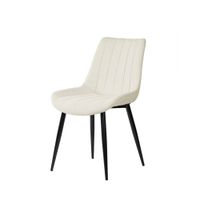 silla de comedor acolchada beige con patas negras