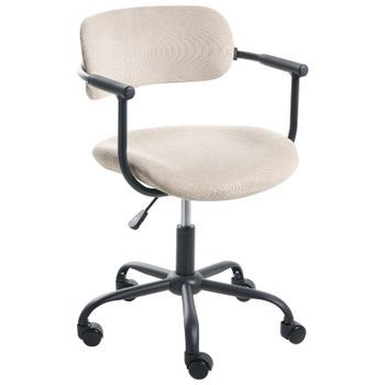Silla De Escritorio Oficina Giratoria Con Altura Ajustable Tapizada En Tela Beige Vyra