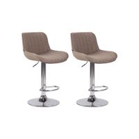 set de 2 taburetes de bar regulable en tela gris topo