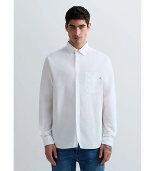 Replay para hombre. M4144.000.85486 Camisa de Popelina blanco (L), Casual, Fiesta, Algodón, Clásico, Manga larga