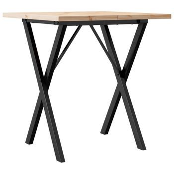 Mesa De Comedor Marco X Madera Maciza Pino Y Acero 70x70x75,5cm Vidaxl