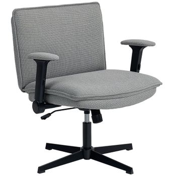 Homcom Silla De Oficina Piernas Cruzadas Con Reposabrazos Abatible Gris