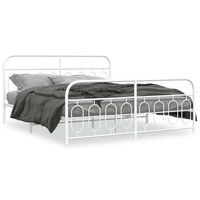 estructura cama sin colchon con estribo metal blanco 183x213 cm vidaxl