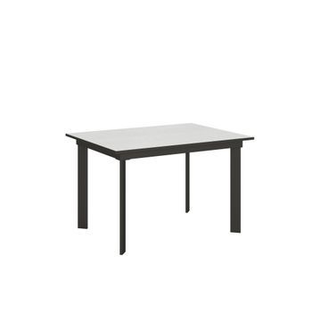 Mesa Extensible 90x120/180 Cm Cumar Fresno Blanco Estructura Antracita