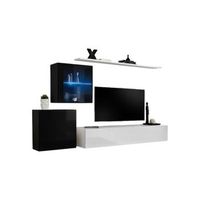 conjunto de muebles de salon mural switch xv diseno en colores blanco y negro brillante
