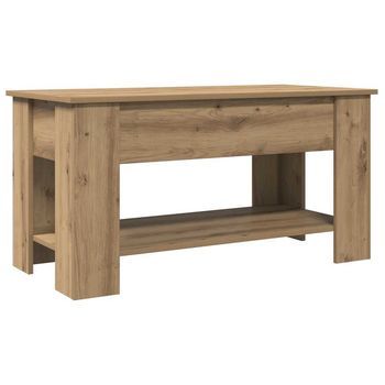 Mesa De Centro Madera De Ingeniería Roble Artesanal 101x49x52cm Vidaxl