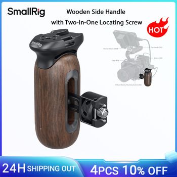 Mango lateral de madera SmallRig con tornillo de localización dos en uno para jaulas y placas de montaje con ARRI 3/8''-16 o 1/4